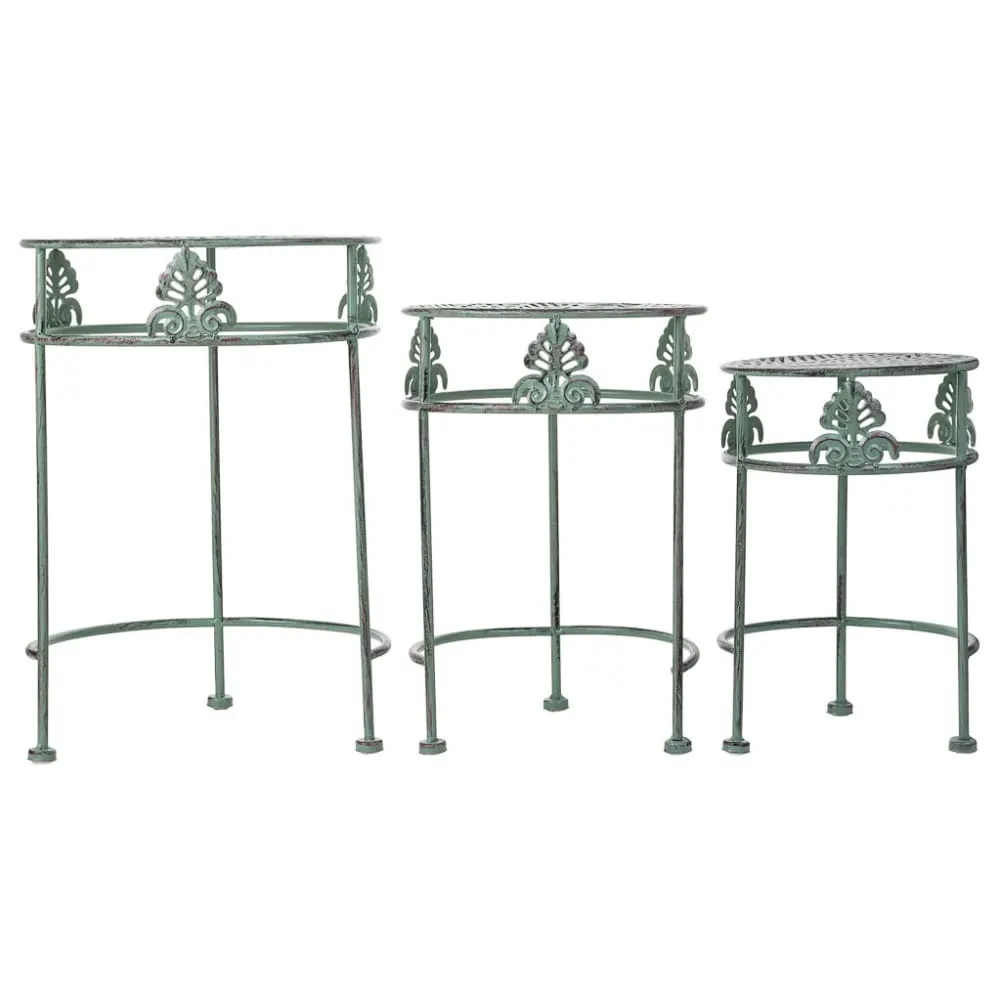 Illustration numéro 2 du produit Support pots fleurs vert 3 pièces 28x28x40-24x24x34-20x20x30h cm