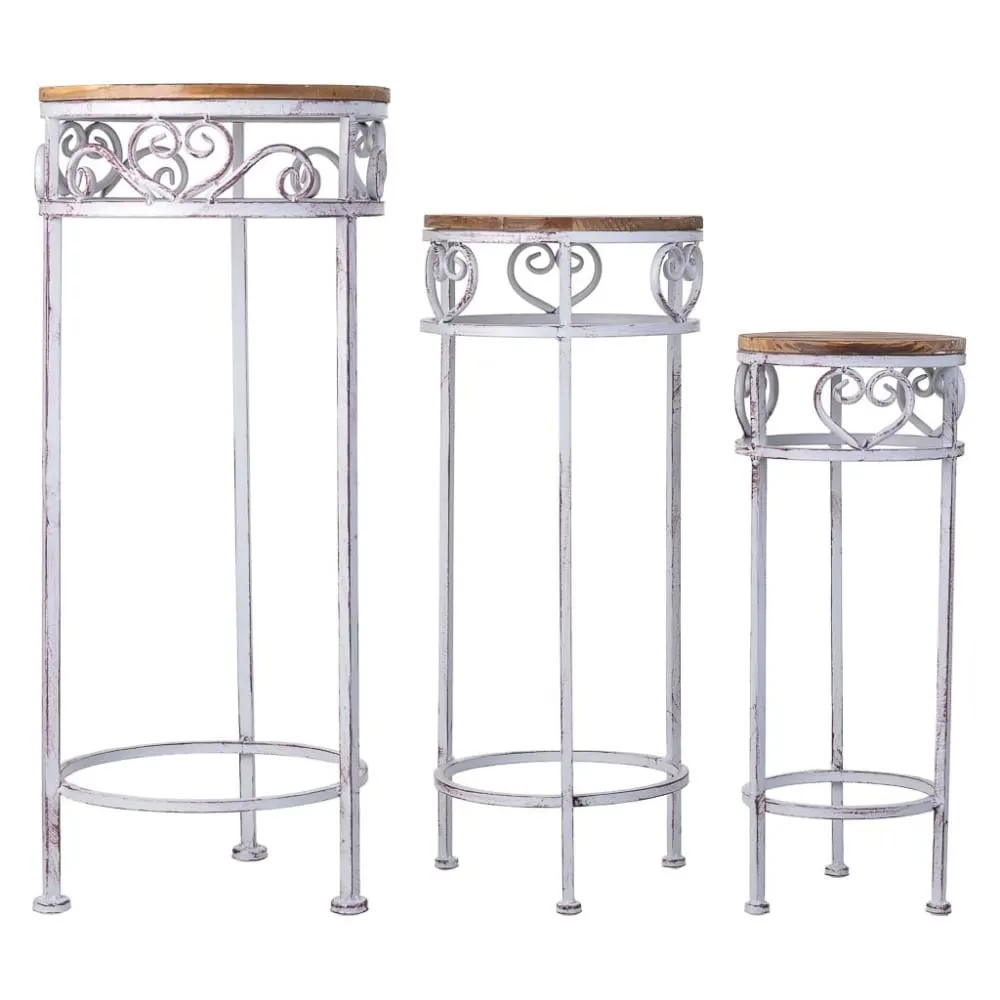 Illustration numéro 2 du produit Support pots fleurs lot 3 pièces gris 30x30x71h cm