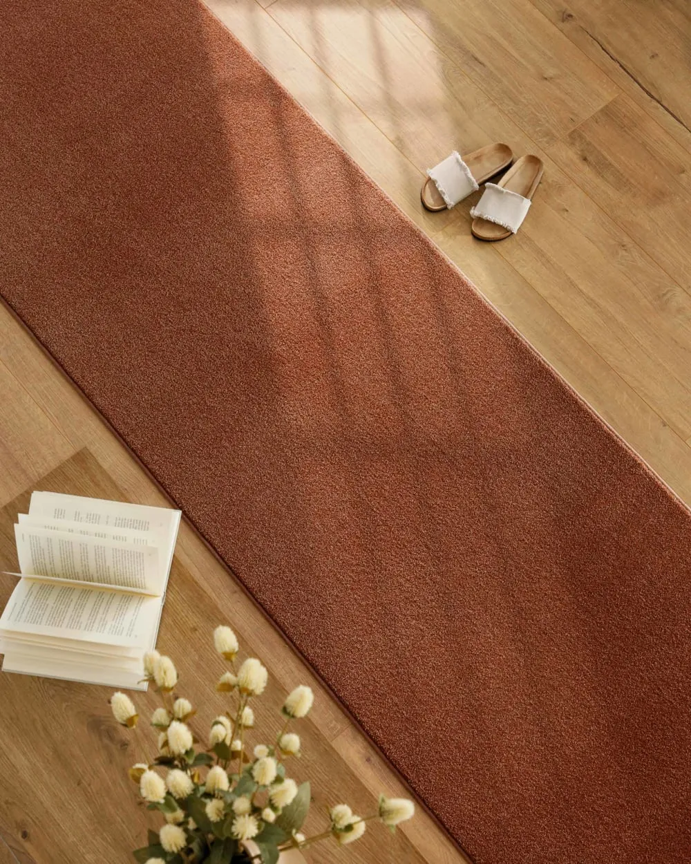 Illustration numéro 2 du produit Tapis de couloir tissé velours ras brique 80x400