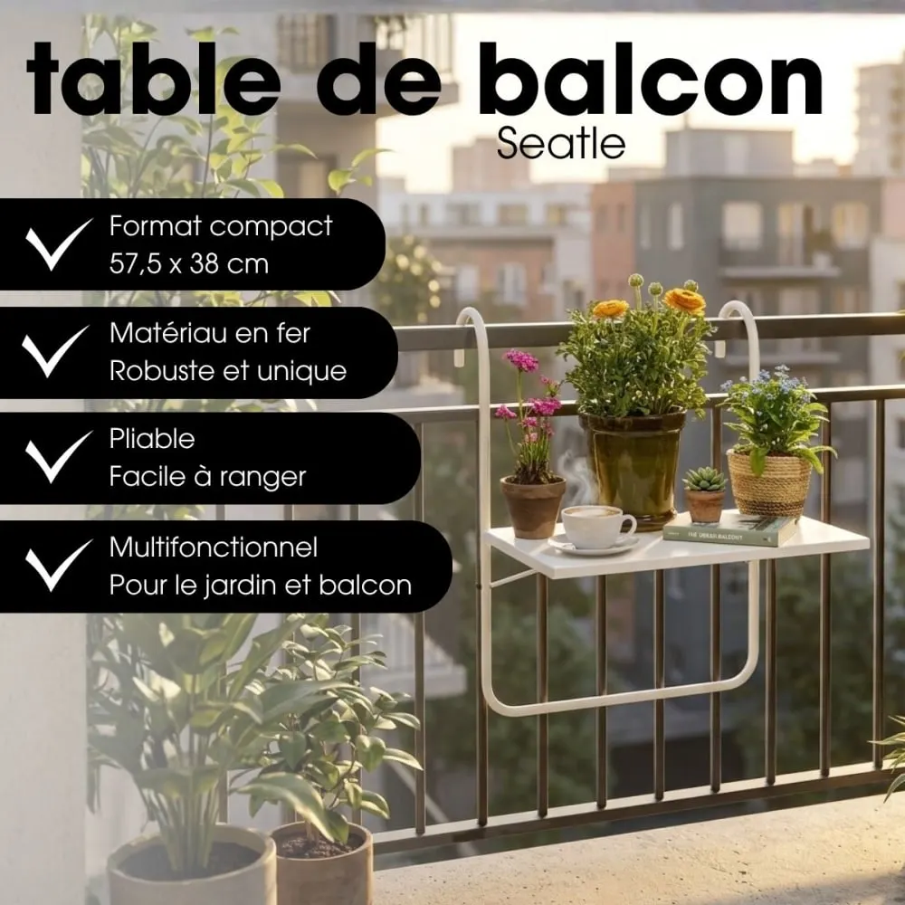 Illustration numéro 2 du produit Table d'appoint extérieure Blanc Fer H57.5xl38xL38cm