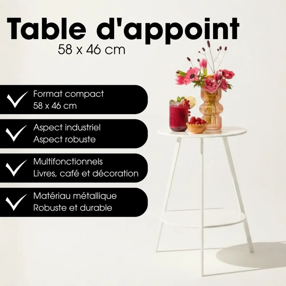 Illustration numéro 2 du produit Table d'appoint extérieure Blanc Fer H58xl46xL46cm