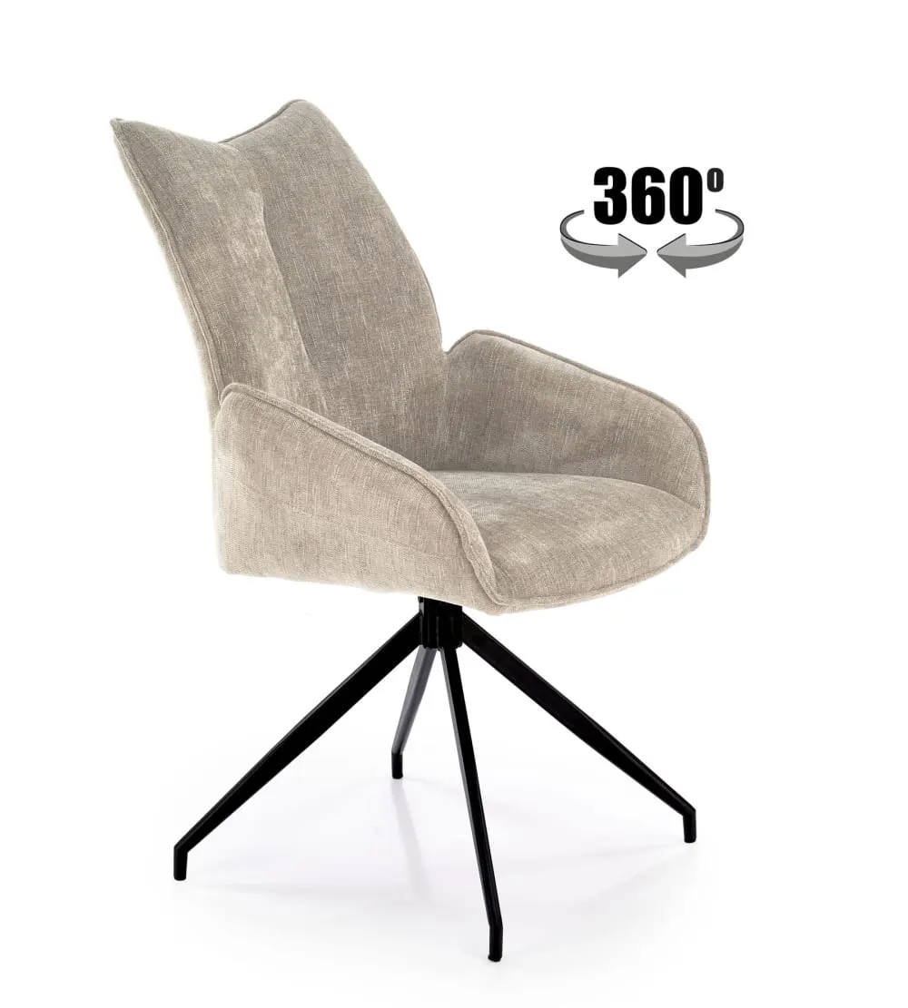 Illustration numéro 2 du produit Chaise design pivotante en tissu de polyester beige