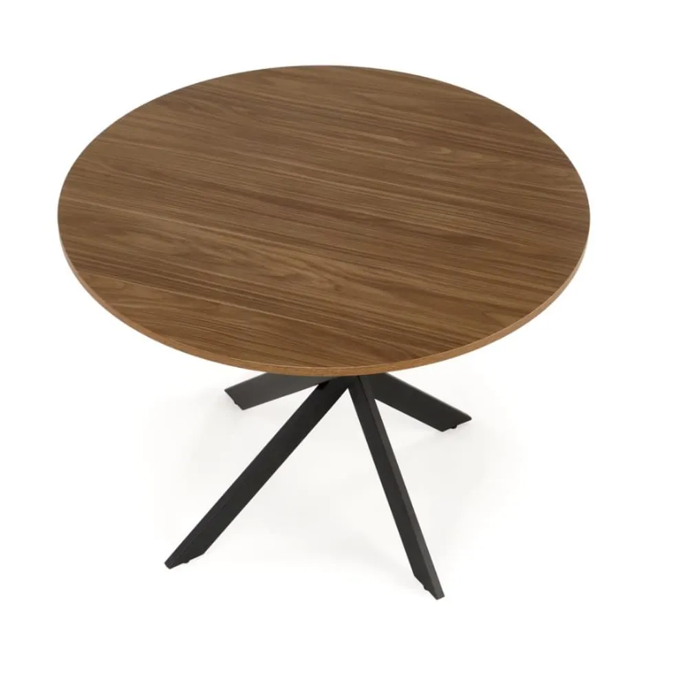 Illustration numéro 2 du produit Table à manger ronde plateau noix et pieds noir 100cm