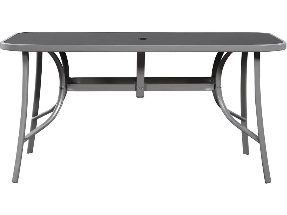 Illustration numéro 2 du produit Table de jardin 6 places acier argent verre dépoli 150x90