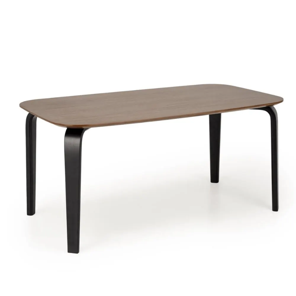 Illustration numéro 2 du produit Table à manger plateau en bois noyer et pieds en bois noir 160cm
