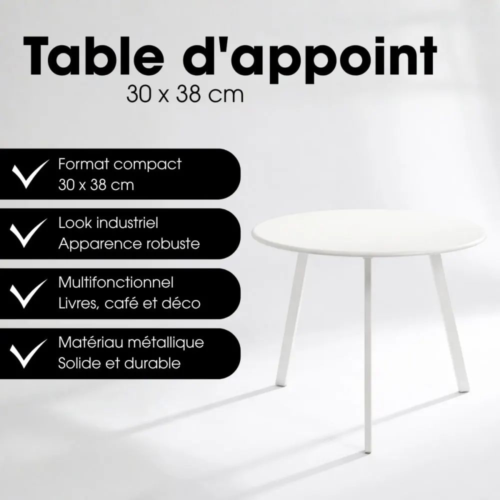 Illustration numéro 2 du produit Table de jardin blanc fer h30xl38xl38cm