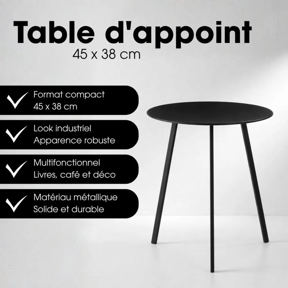 Illustration numéro 2 du produit Table de jardin noir fer h45xl38xl38cm