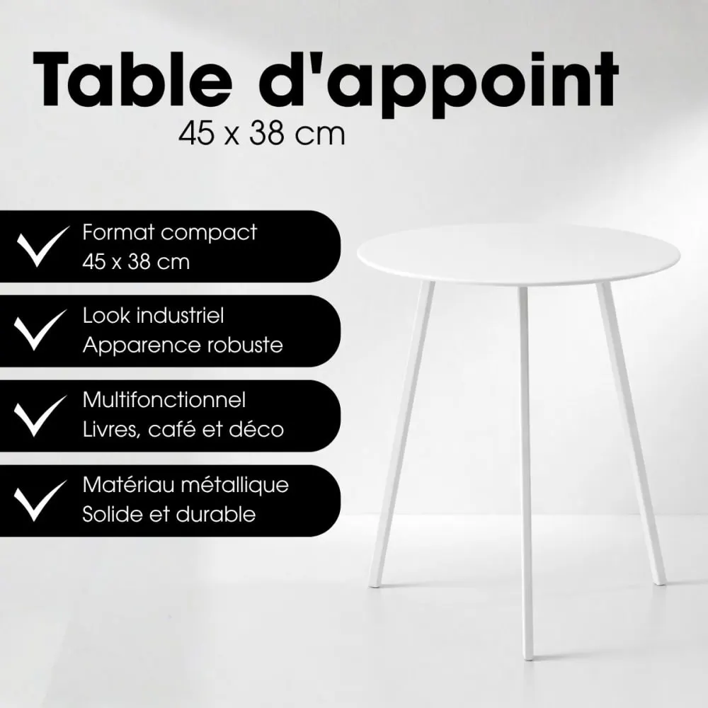 Illustration numéro 2 du produit Table de jardin blanc fer h45xl38xl38cm