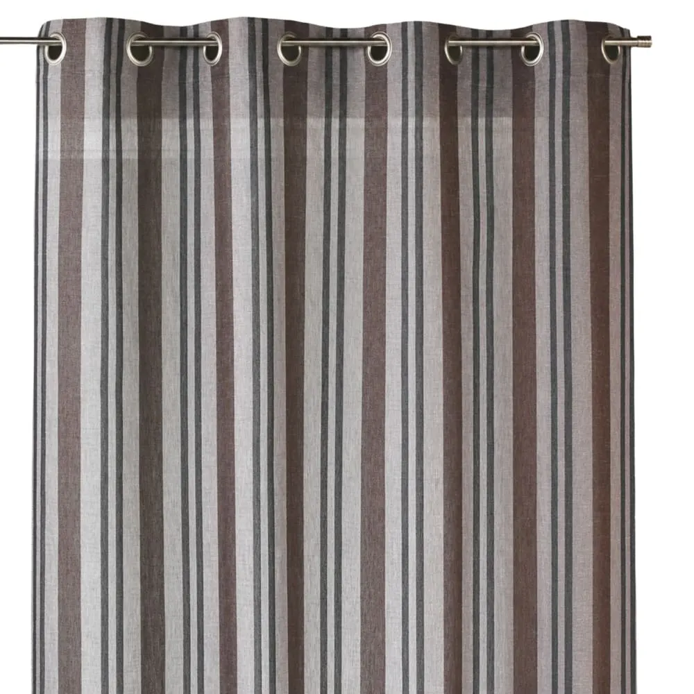 Illustration numéro 2 du produit Voilage à rayures verticales prêt à poser polyester gris clair 140x240