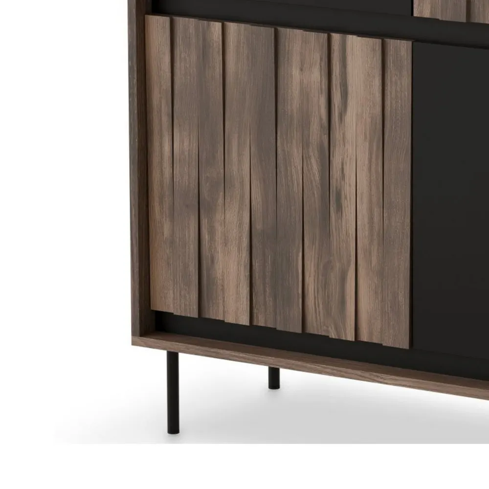 Illustration numéro 2 du produit Buffet haut design aspect noyer et noir mat