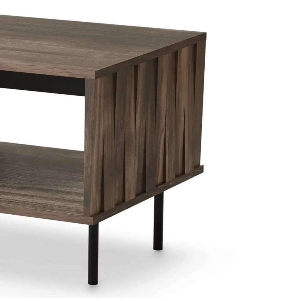 Illustration numéro 2 du produit Table basse design aspect noyer et noir mat 100 x 54cm