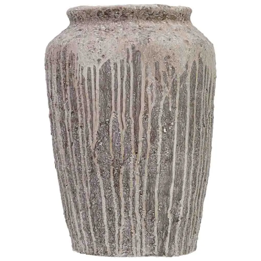 Illustration numéro 2 du produit Vase vieilli en résine marron 25x25x36 cm