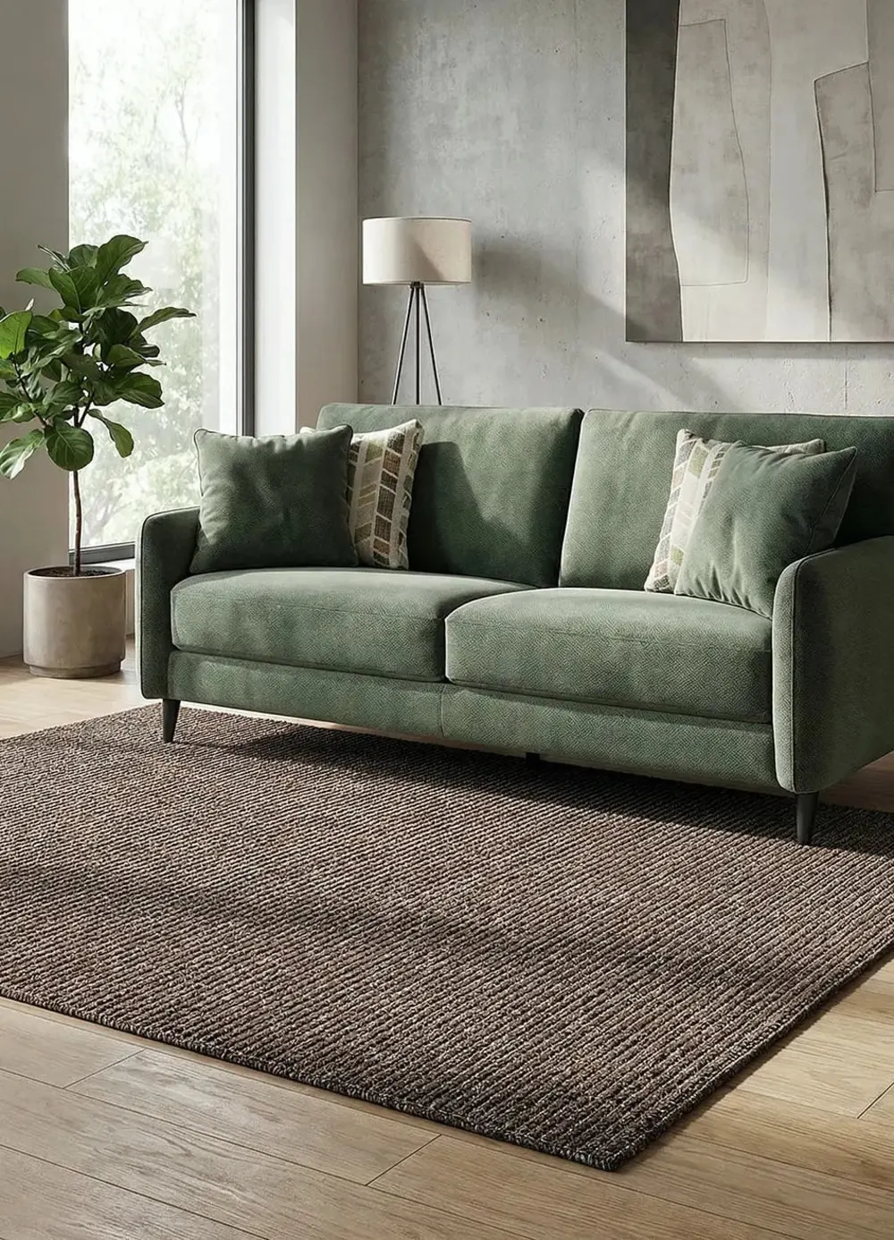 Illustration numéro 2 du produit Tapis lavable uni marron bouclé 80x150 cm