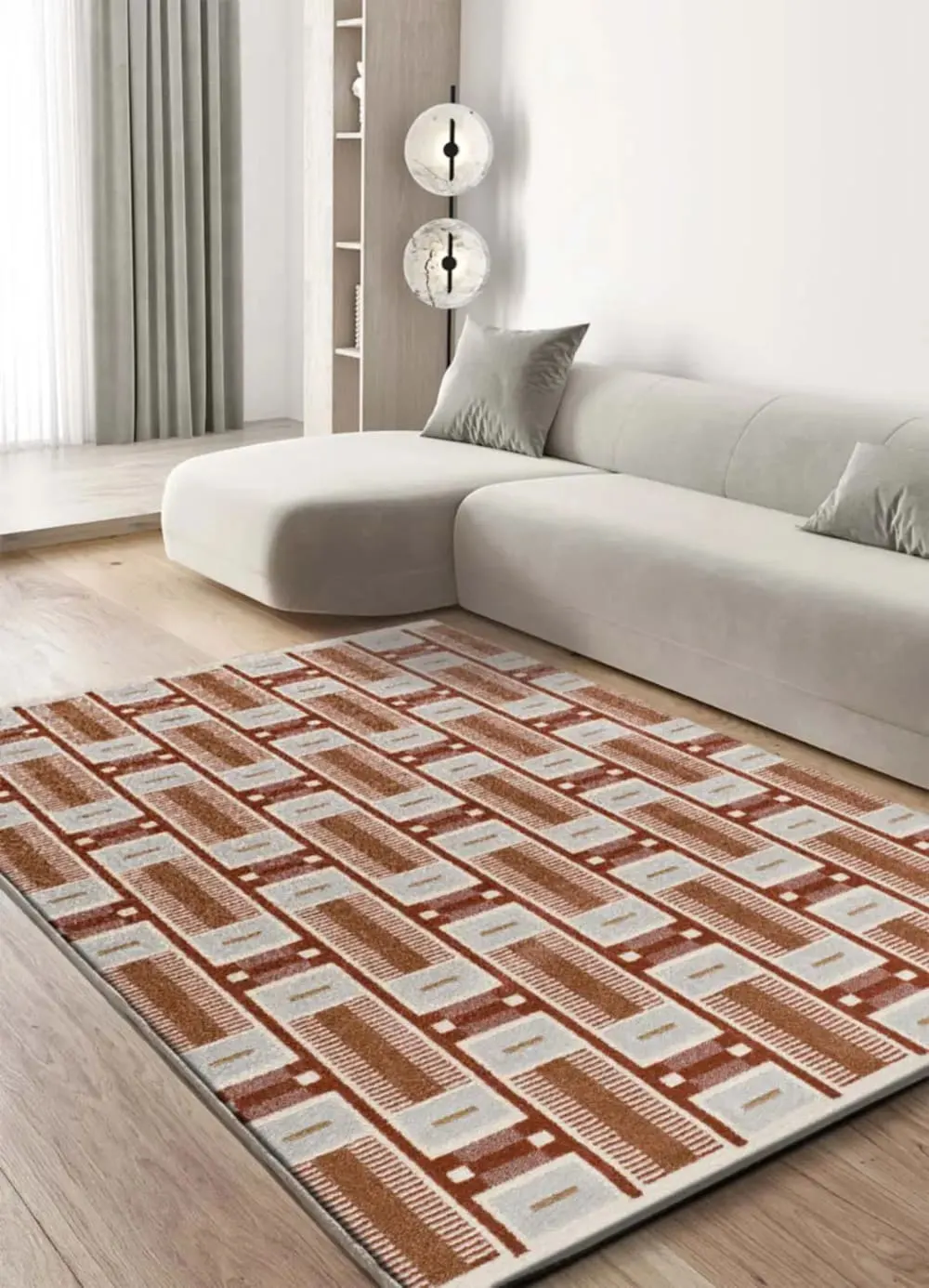Illustration numéro 2 du produit Tapis géométrique rouille 200x290 cm