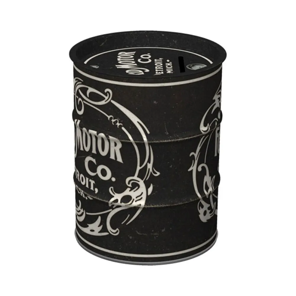 Illustration numéro 2 du produit Tirelire en métal tonneau de pétrole ford vintage logo