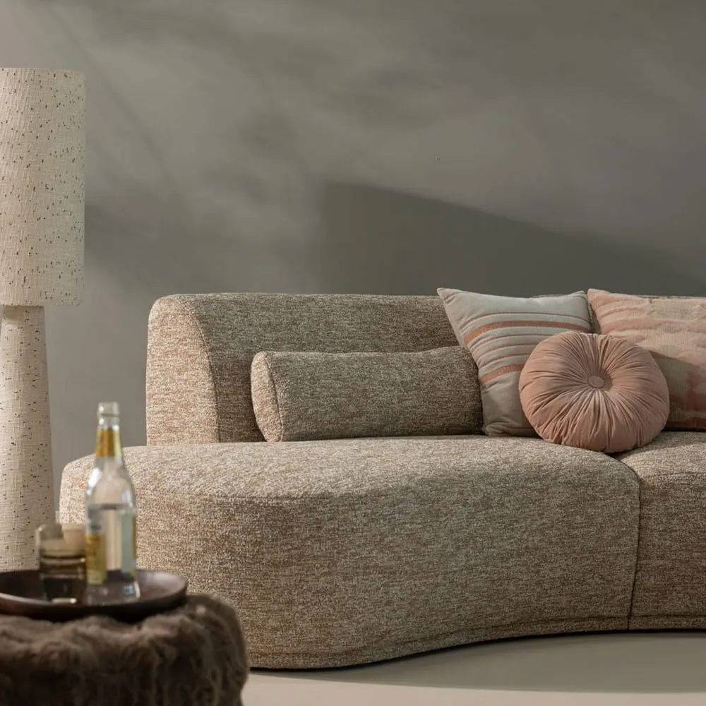 Illustration numéro 2 du produit Lampadaire à pois en métal et tissu bouclette h130cm - beige