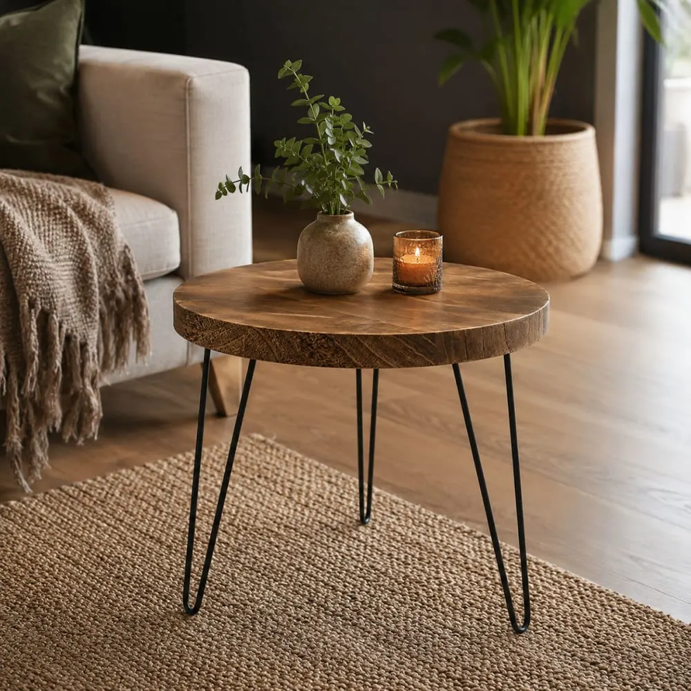 Illustration numéro 2 du produit Table d'appoint ronde 50 cm bois de paulownia 50 cm