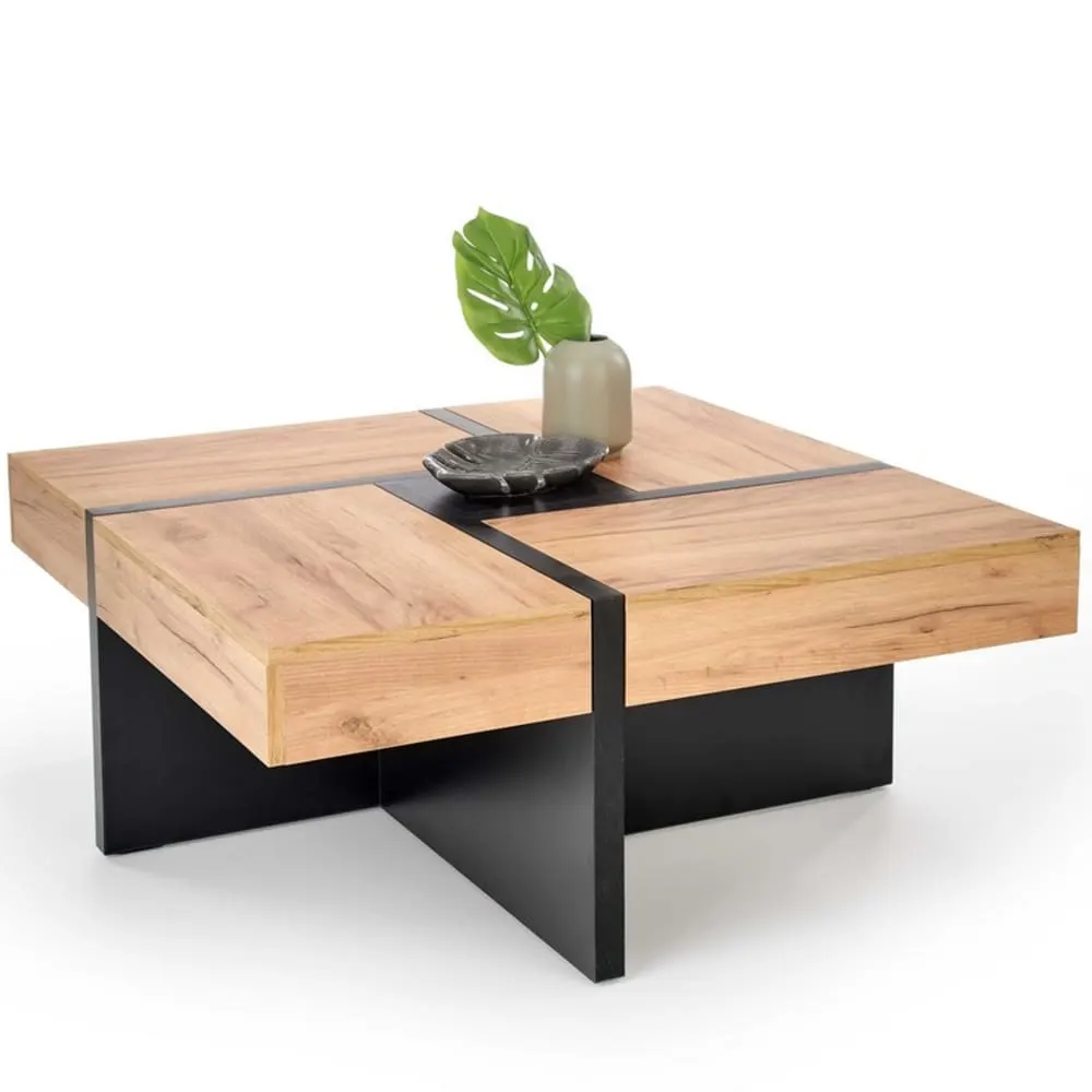 Illustration numéro 2 du produit Table basse style industriel avec 4 tiroirs