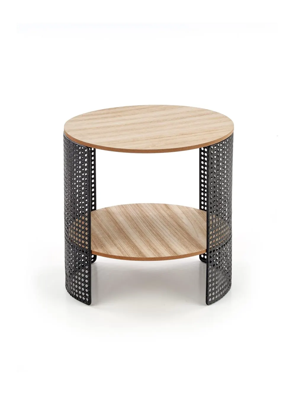 Illustration numéro 2 du produit Table basse ronde avec structure ajourée et acier noir