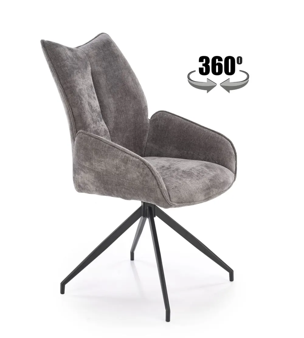 Illustration numéro 2 du produit Chaise en tissu de polyester grise pivotante 360°