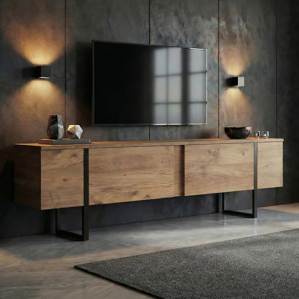 Illustration numéro 2 du produit Meuble tv en bois marron 180 x 30 x 50 cm