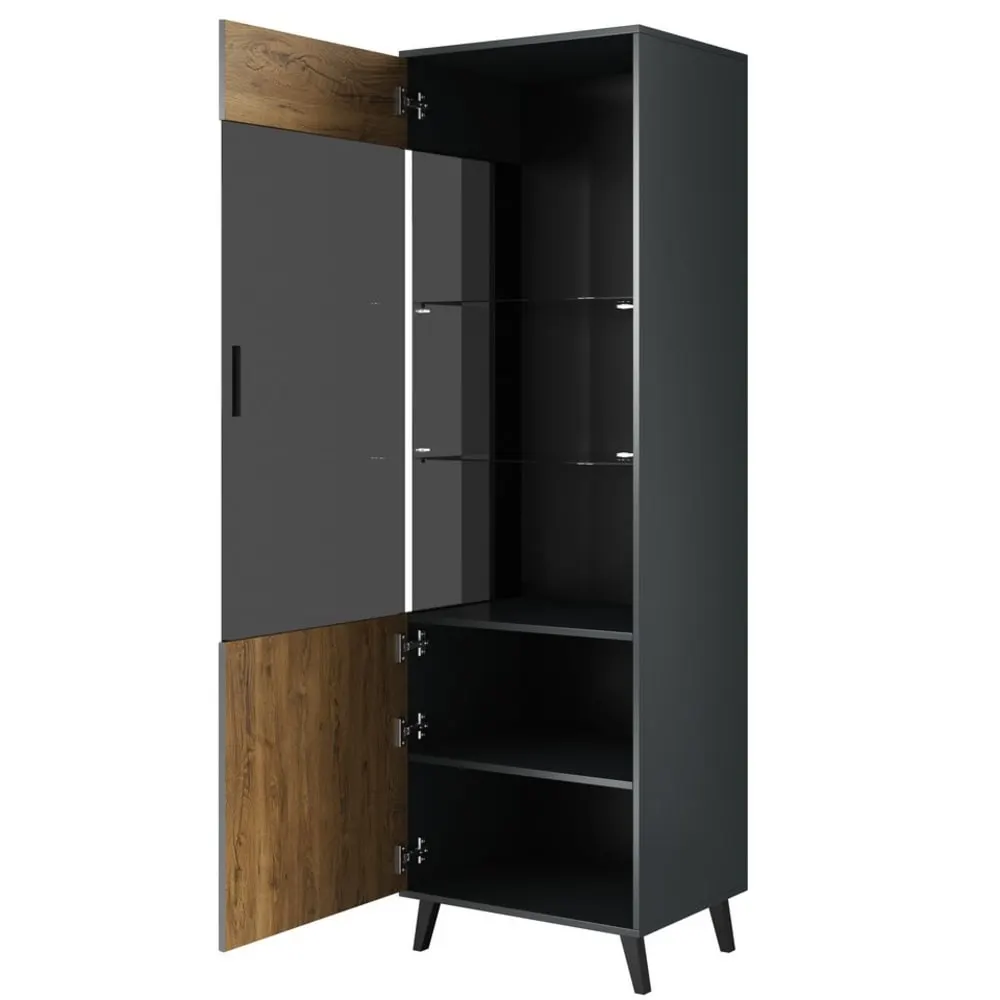 Illustration numéro 2 du produit Vitrine grise et style bois work 192cm