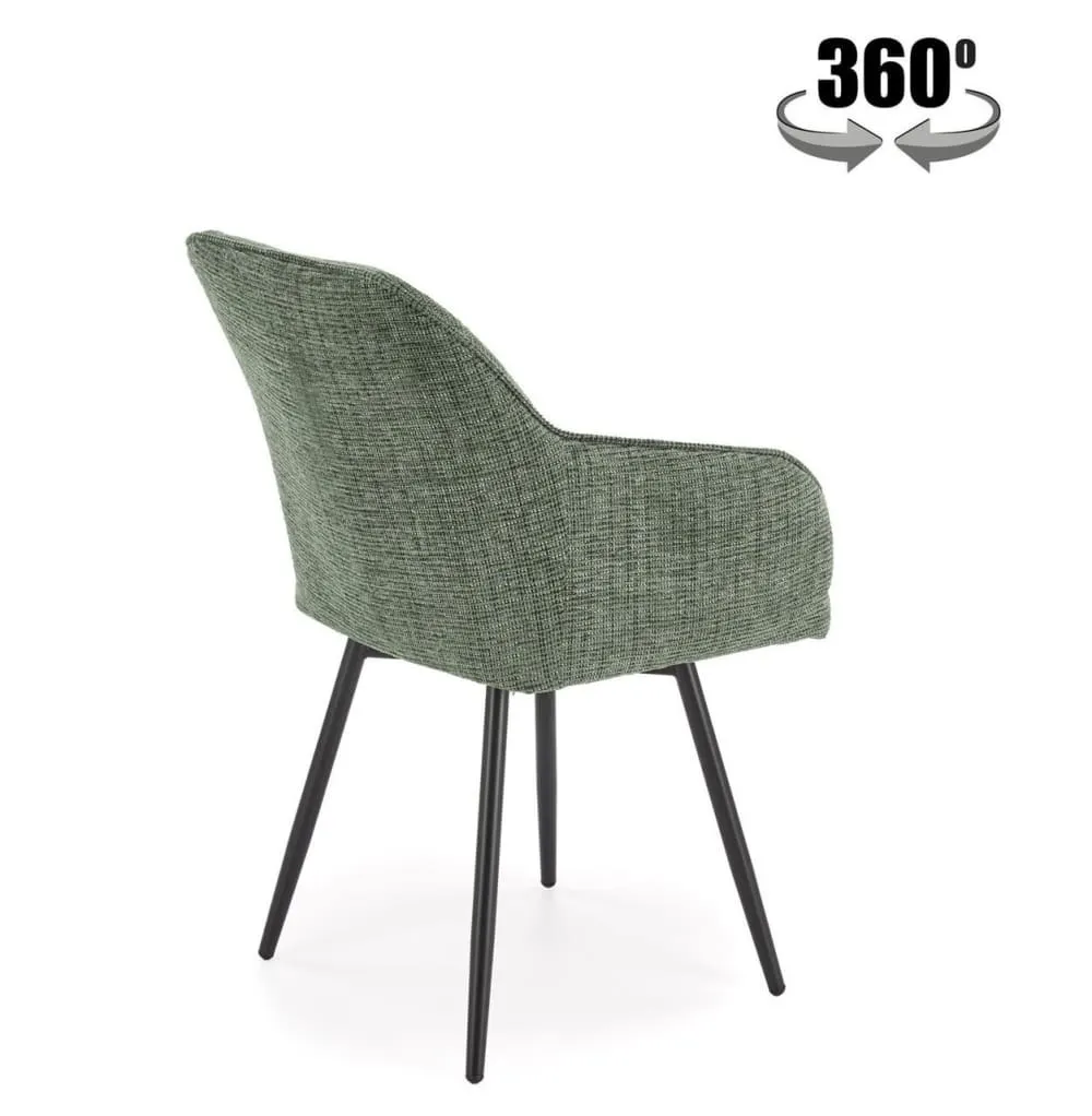 Illustration numéro 2 du produit Chaise design pivotante en tissu de polyester vert olive