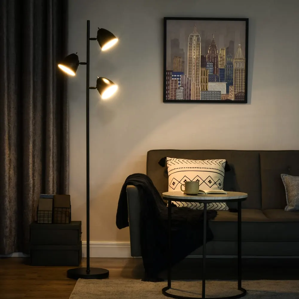 Illustration numéro 2 du produit Lampadaire sur pied salon 3 abat-jours orientables acier noir