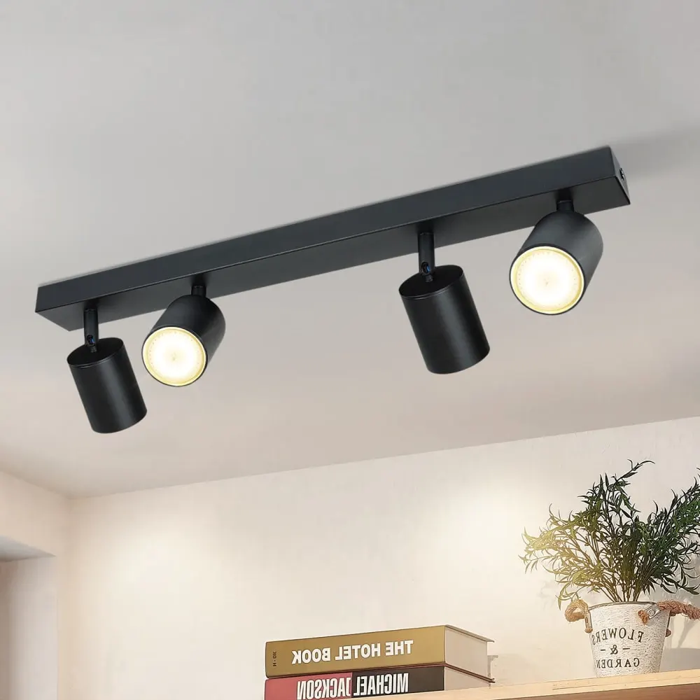 Illustration numéro 2 du produit Spot de plafond en fer noir 53.5x5.5x14cm gu10