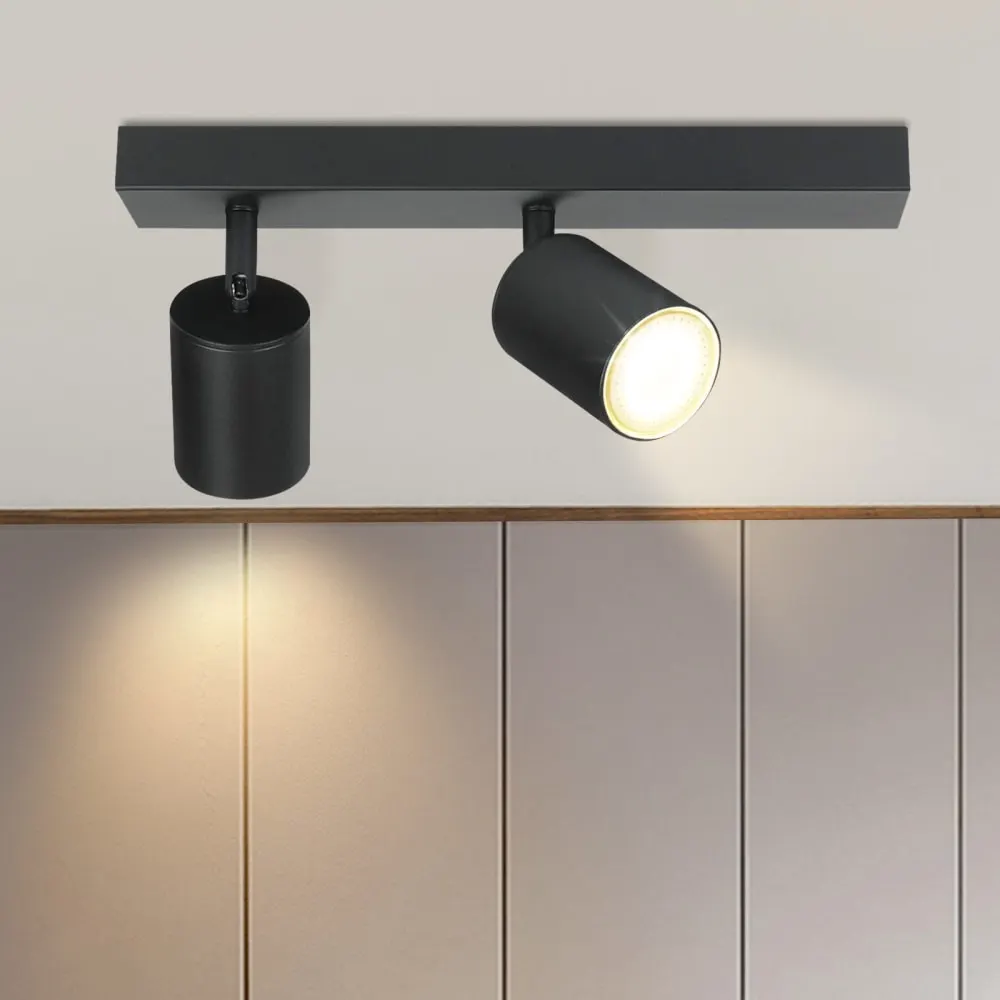 Illustration numéro 2 du produit Spot de plafond en fer noir 30x5.5x14cm gu10