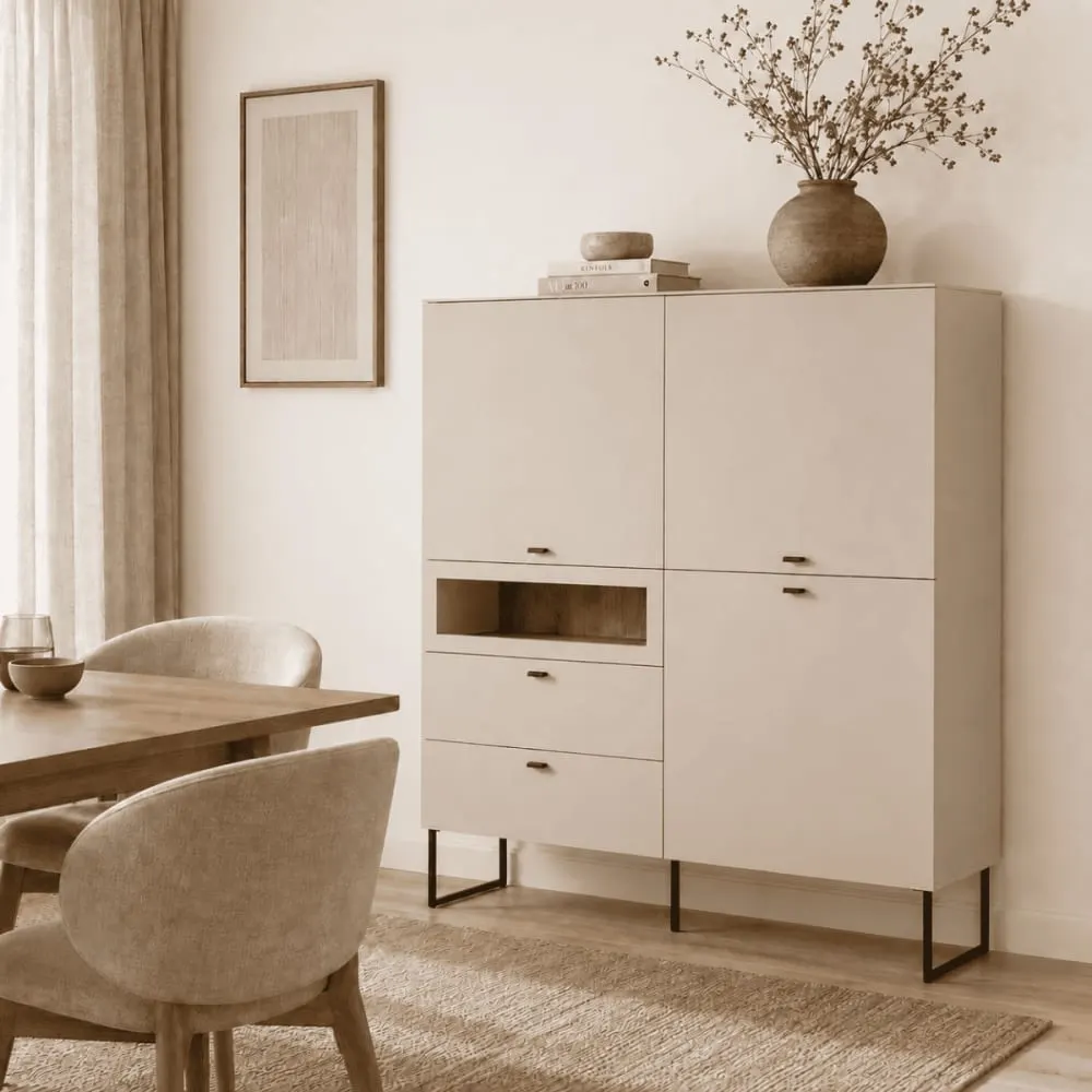 Illustration numéro 2 du produit Buffet haut 3 portes, 2 tiroirs et 1 niche l122 cm - cashmere
