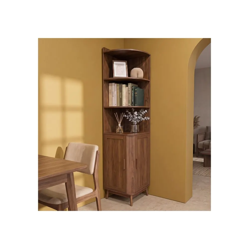 Illustration numéro 2 du produit Meuble d'angle bois foncé 40 x 40 x 172 cm