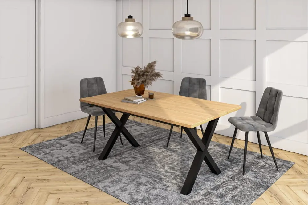 Illustration numéro 2 du produit Table à manger effet bois de chêne clair 167x90x74cm