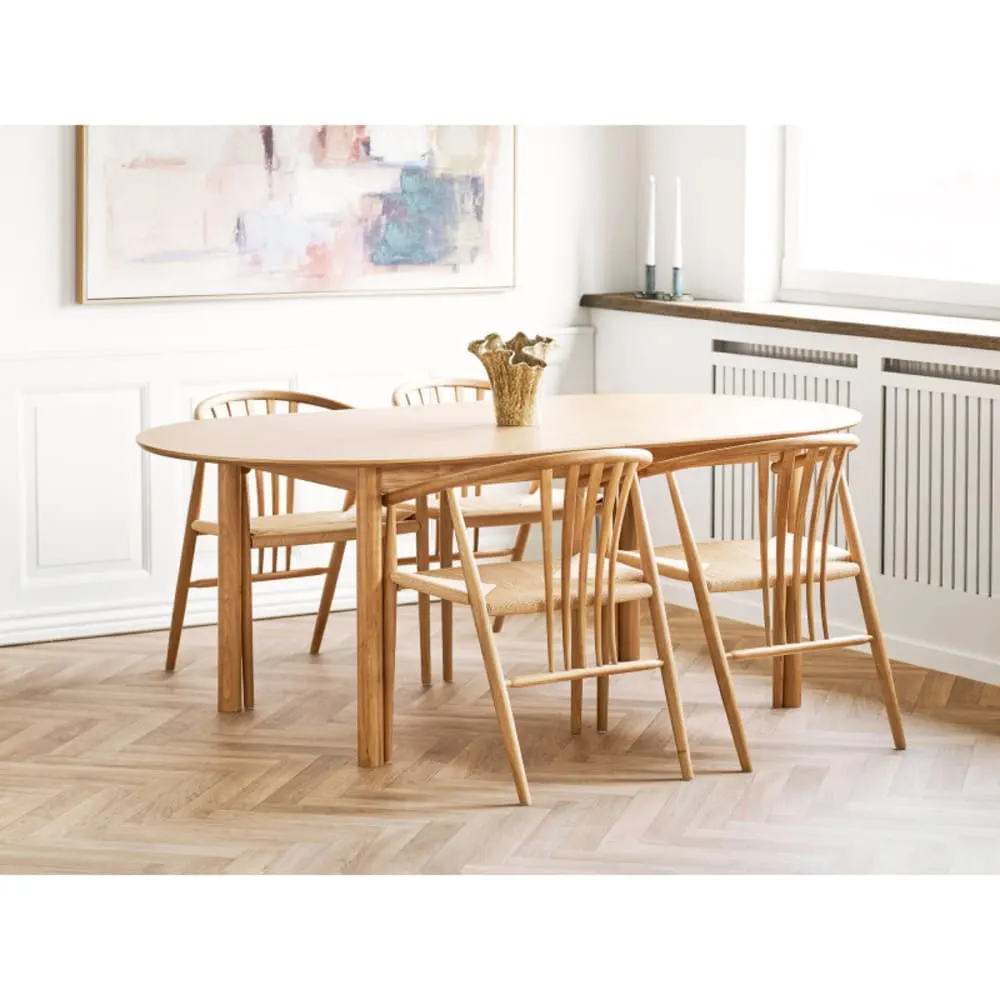 Illustration numéro 2 du produit Fauteuil de table en chêne massif et rotin naturel