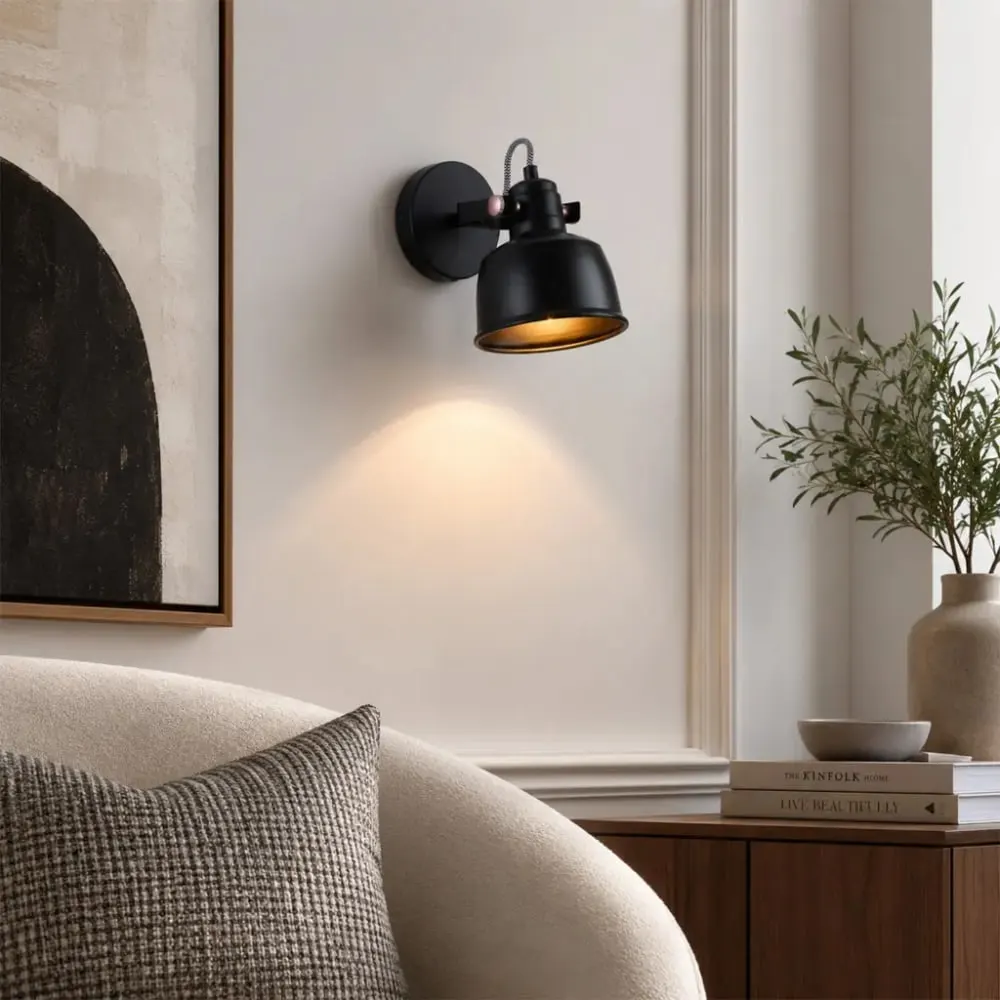 Illustration numéro 2 du produit Applique industrielle orientable en métal noir ø15 cm e14