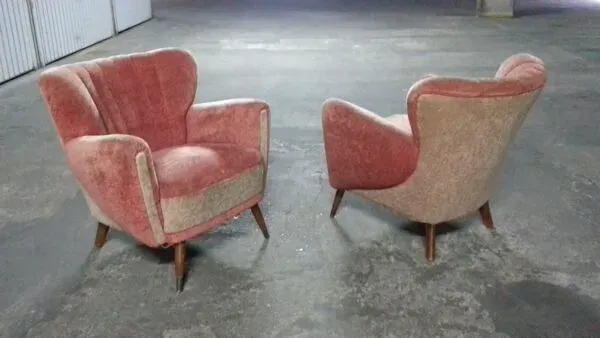 Illustration numéro 2 du produit 1/2 Fauteuil club années 50 60 vintage Guglielmo Ulrich