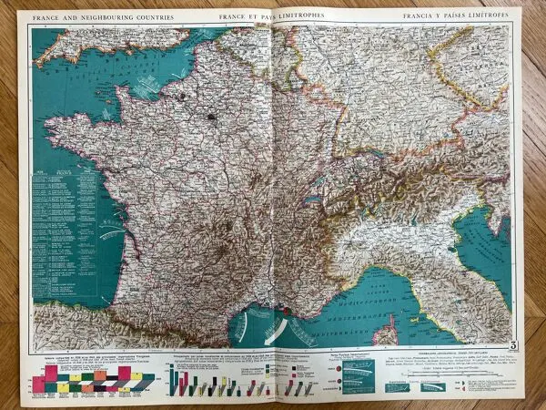 Illustration numéro 2 du produit Carte ancienne France et Pays Limitrophes — Économique & Géographique
