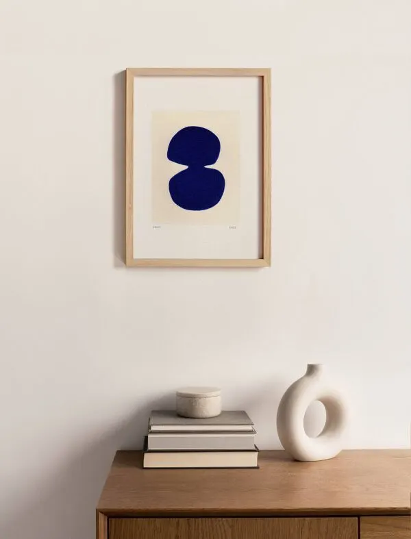 Illustration numéro 2 du produit peinture abstraite sur papier bleue outremer  signée Eawy