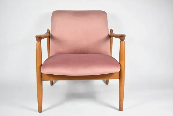 Illustration numéro 2 du produit Fauteuil GFM-64 original, designer E.Homa, années 1960, rembourré, velours rose