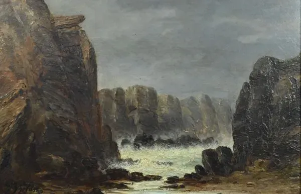 Illustration numéro 2 du produit Tableau « La côte sauvage de Belle-Île-en-Mer », école française du XIXe