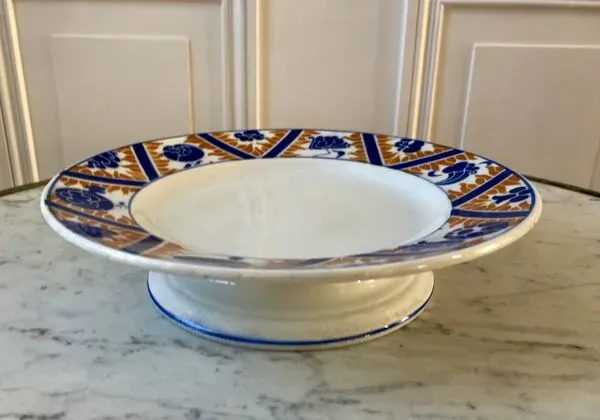 Illustration numéro 2 du produit Compotier Moulin des Loups et Hamage modèle Canada bleu Klein et orange, années 40