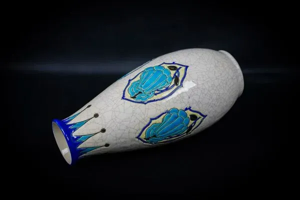 Illustration numéro 2 du produit Vase Art Déco en faïence craquelée  M. Dufrêne, Boch Keramis La Maîtrise