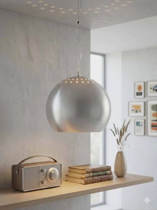 Illustration numéro 2 du produit Suspension boule style vintage en aluminium brossé