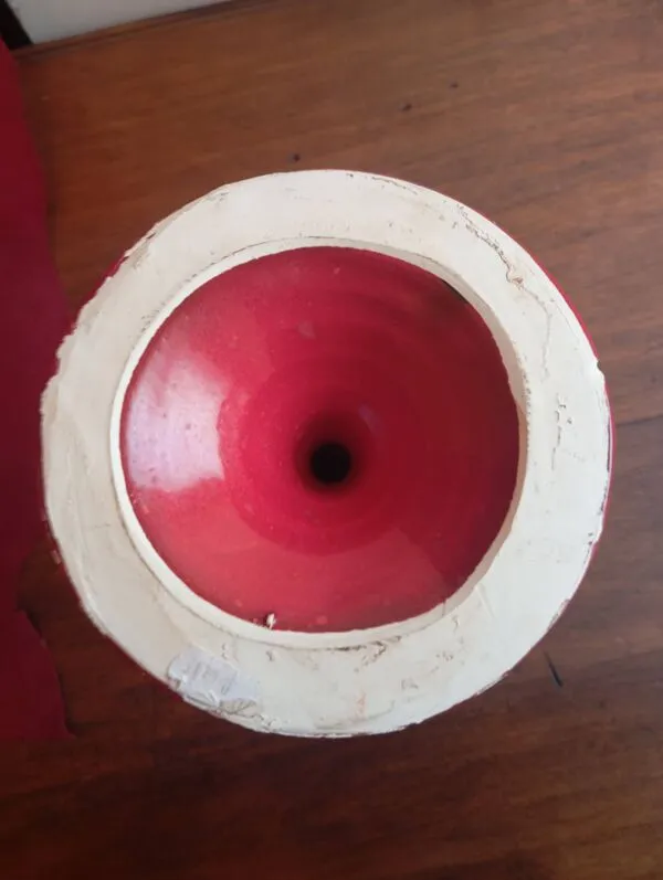 Illustration numéro 2 du produit Bougeoir ceramique rouge carmin vintage design annee 60/70