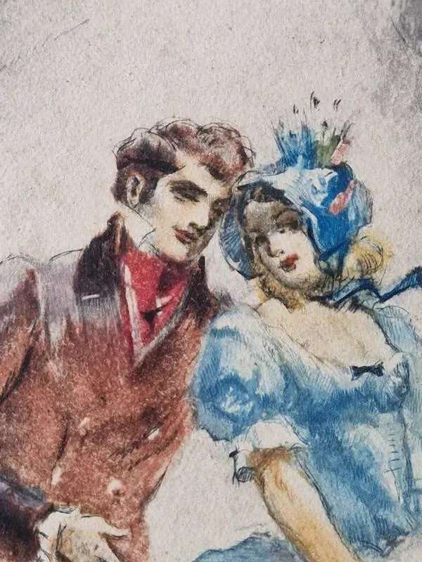 Illustration numéro 2 du produit Georges Villa (1883-1965) - Lithographie en couleurs - Scène galante 1930