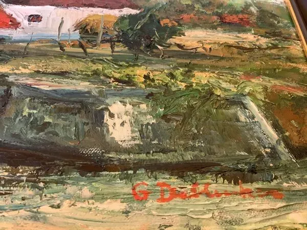 Illustration numéro 2 du produit Tableau paysage de canaux huile sur panneau signée