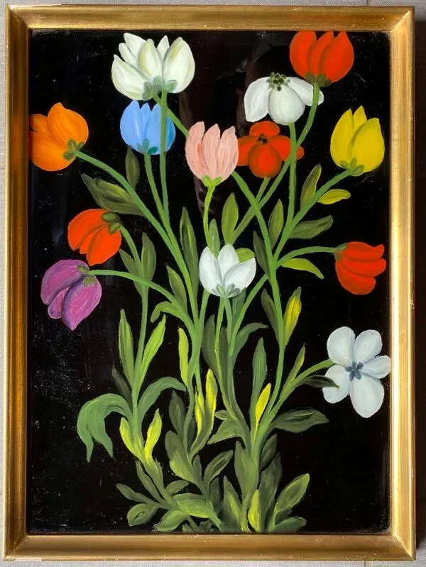 Illustration numéro 2 du produit Tableau ancien , nature morte aux tulipes XX siècle
