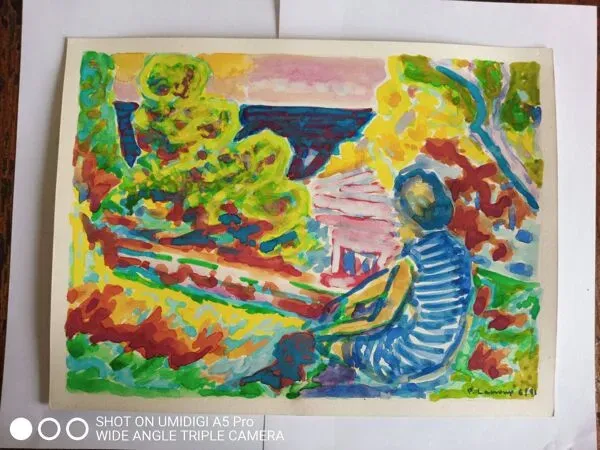 Illustration numéro 2 du produit Gouache paysage et personnage, Pierre Lacroux (1909- 1993)
