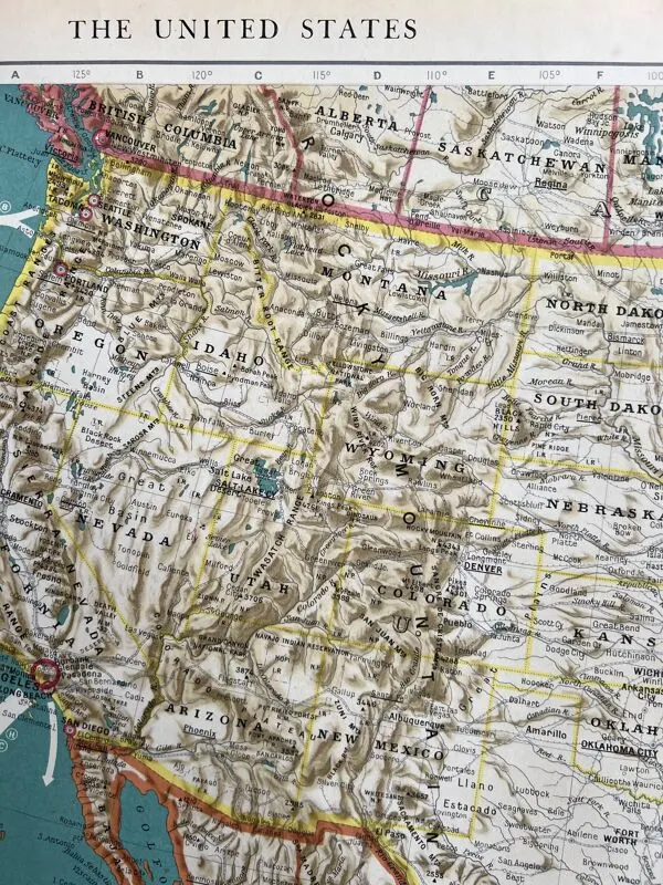 Illustration numéro 2 du produit Carte ancienne États-Unis — Routes commerciales & Géographie   Mexique