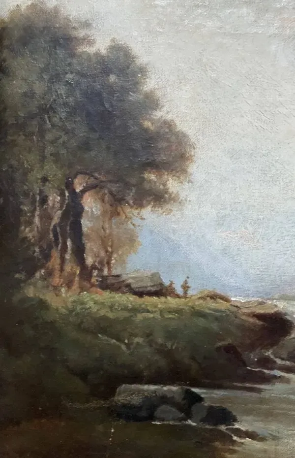 Illustration numéro 2 du produit Tableau école française du XIXé, rivière de montagne